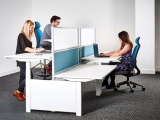 electric bench desk with divider partitions